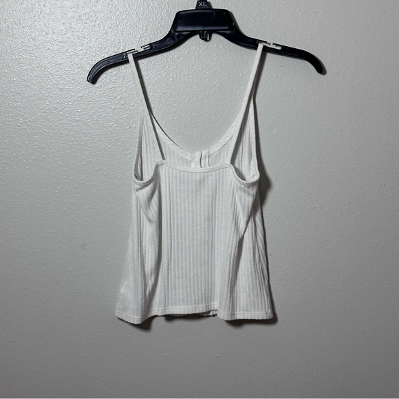 American Eagle Women White Tank Top Crop Button Front Knit Size XS - Picture 4 of 7